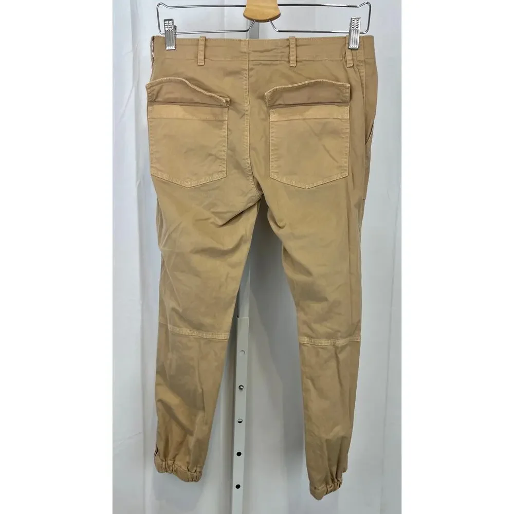 NILI LOTAN Cropped French Military Pants Zip Hem Utility Jogger Cotton Tan 4 - Picture 2 of 9